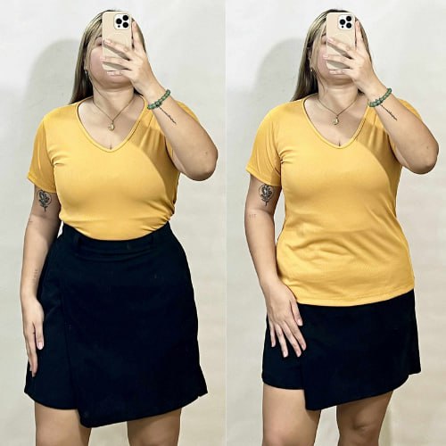 Arspire Fashion Casual Plus Size V-Neck Full Length Knitted Top - Mustard