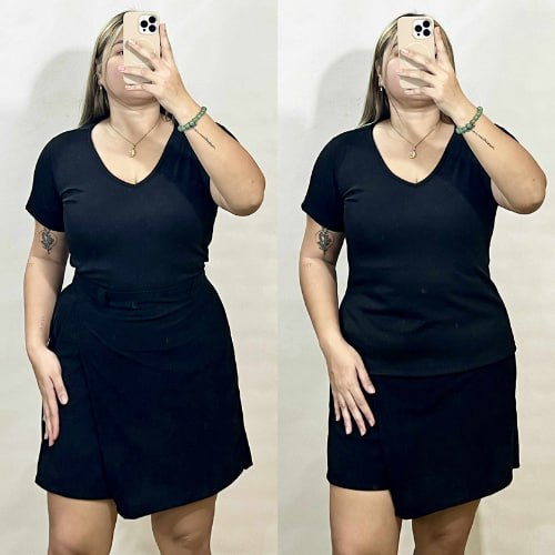 Arspire Fashion Casual Plus Size V-Neck Full Length Knitted Top - Black