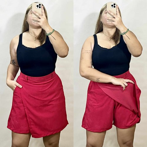 Arspire Fashion Casual Plus Size Skort with Functional Side Pockets - Red