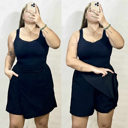 Arspire Fashion Casual Plus Size Skort with Functional Side Pockets - Black