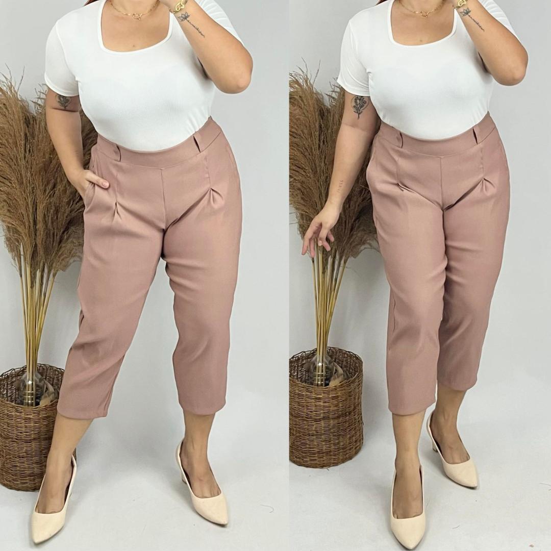 Arspire Fashion Casual Plus Size Cropped Pedal Pants - Taupe