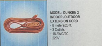 DUNKEN 2 INDOOR/OUTDOOR POWER EXTENSION CORD