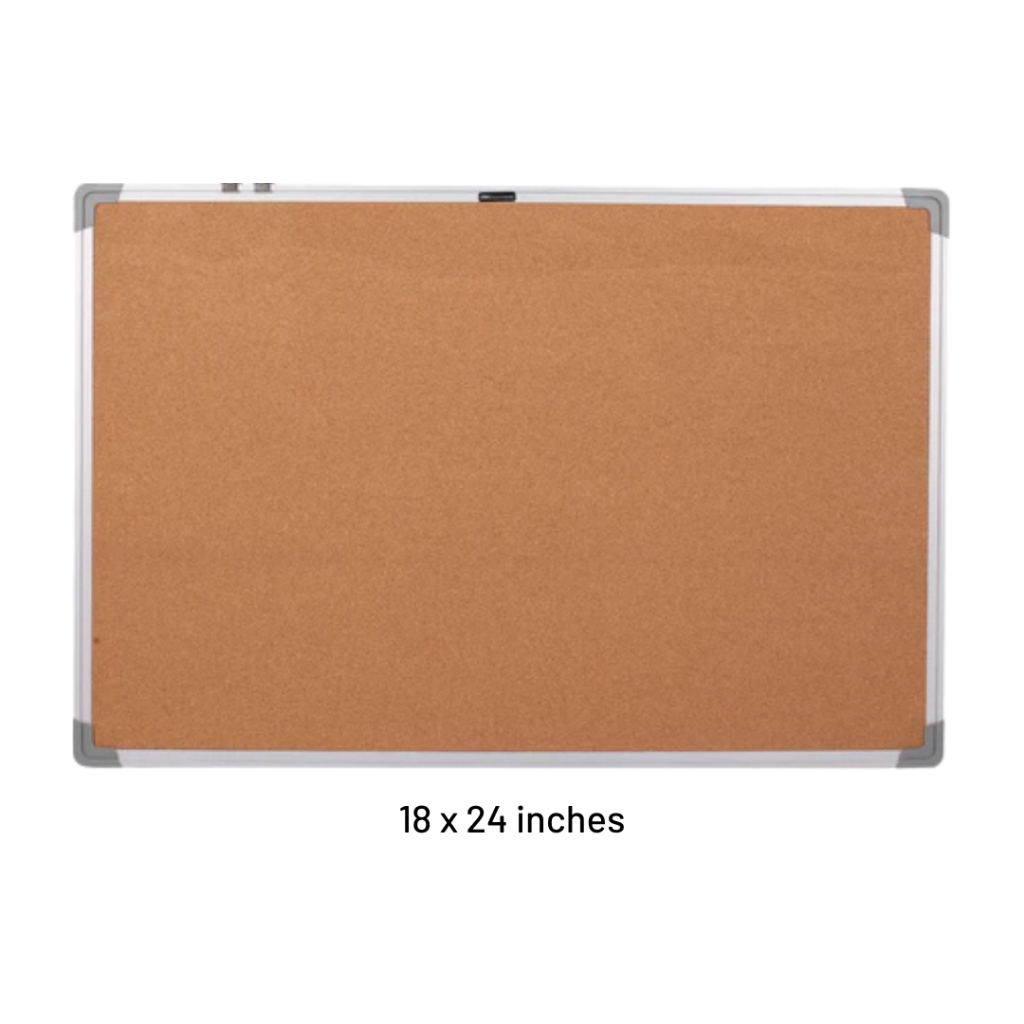 Corkboard 18x24in With Aluminum Frame | High Quality MDF Back | Hooks | Plastic Corners