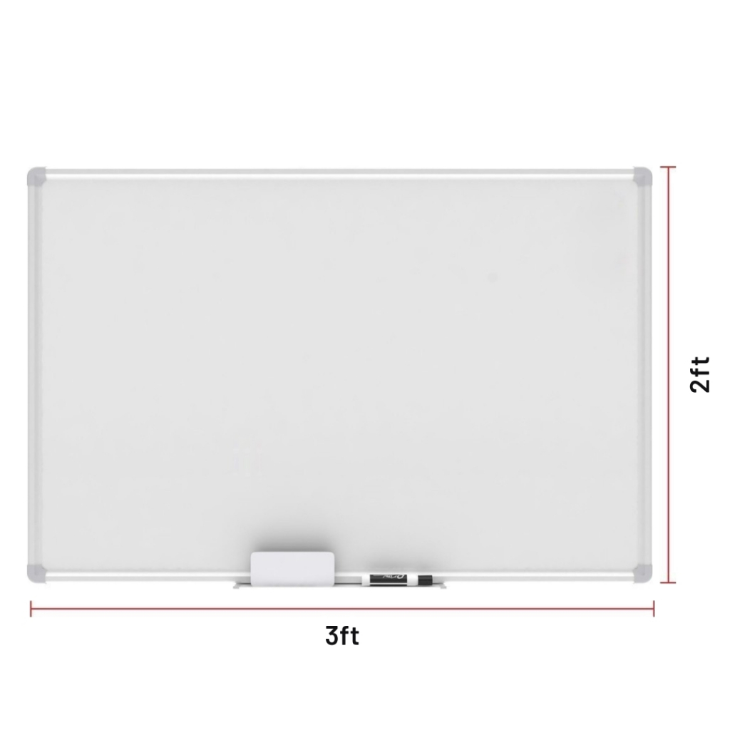 Magnetic Whiteboard 2x3ft 24x36in With Aluminum Frame | Plywood Back | Hooks Holder Corners