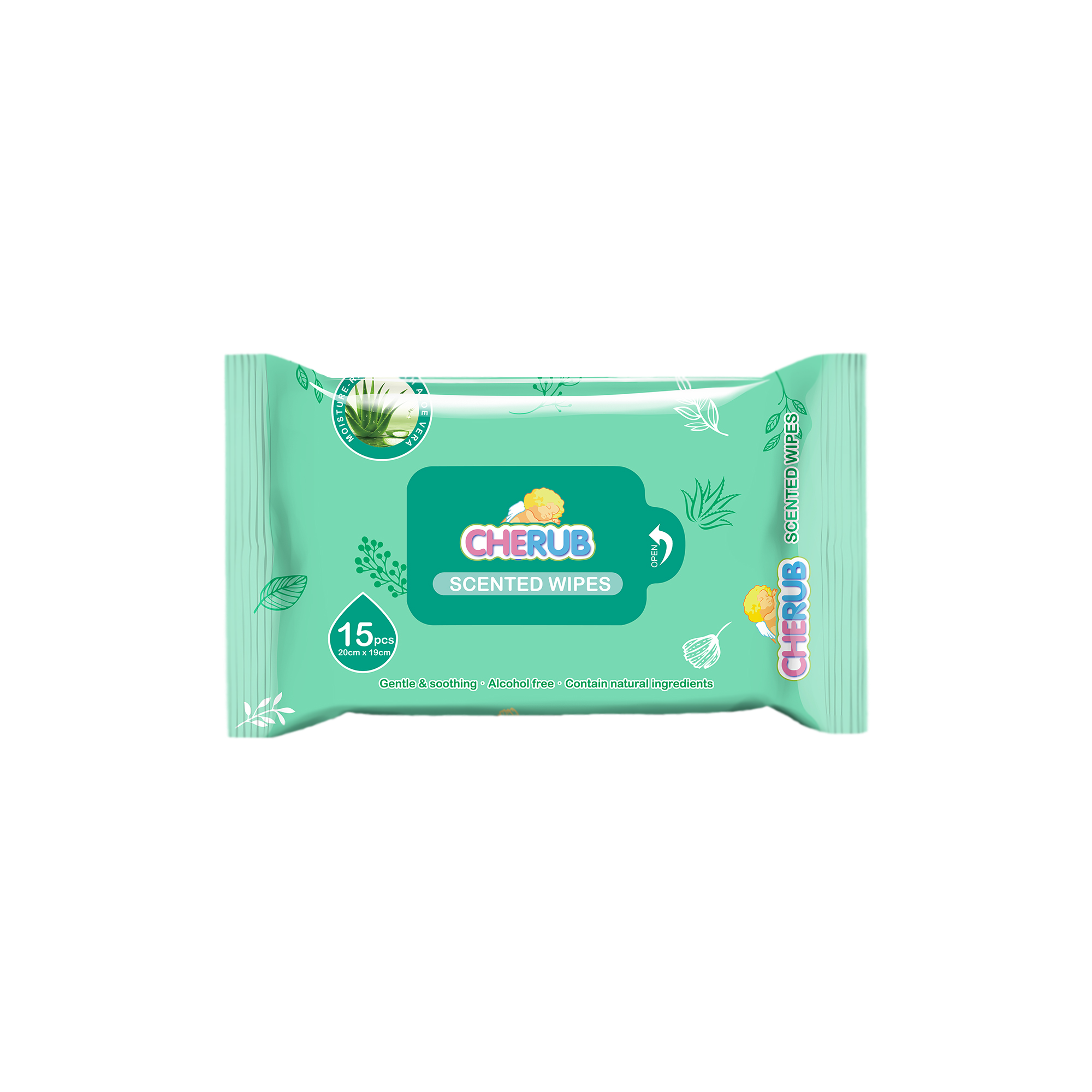 Cherub Baby Wipes 15's Scented (Green)