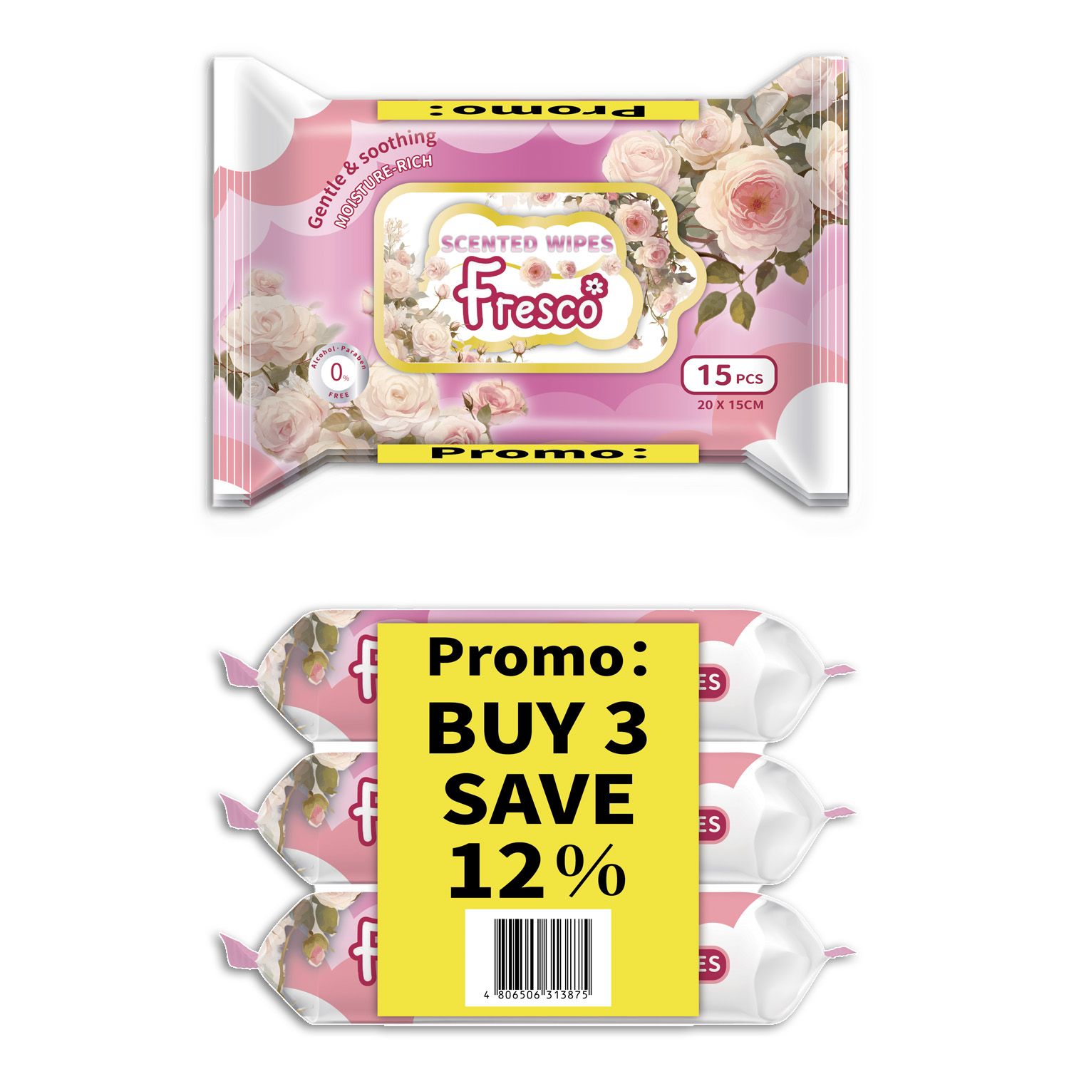 Fresco Scented Wipes 15s Promo Pack (Buy 3 Save 12%)