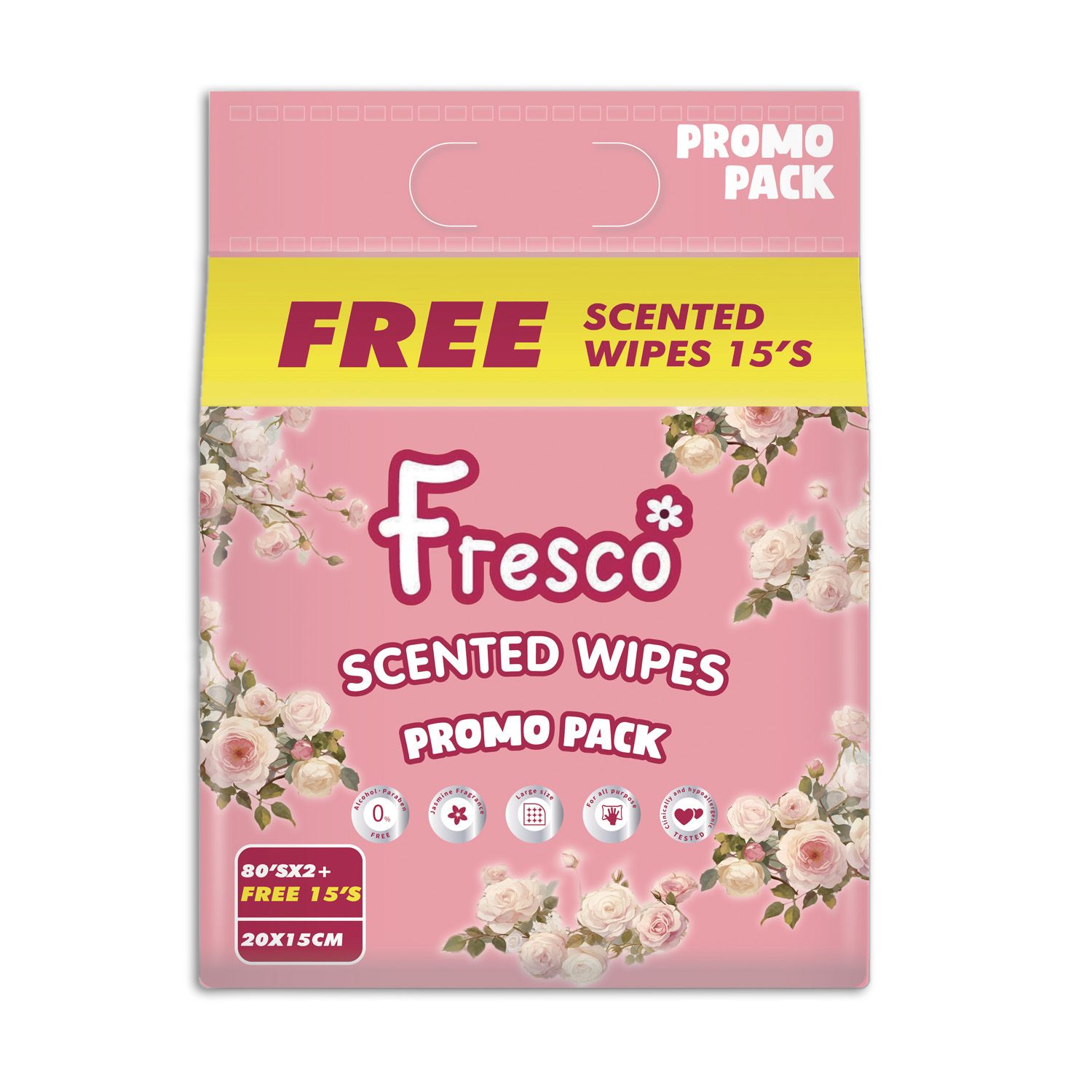 Fresco Scented Wipes Promo Pack (2pack Scented 80's + 1pack Scented 15's)