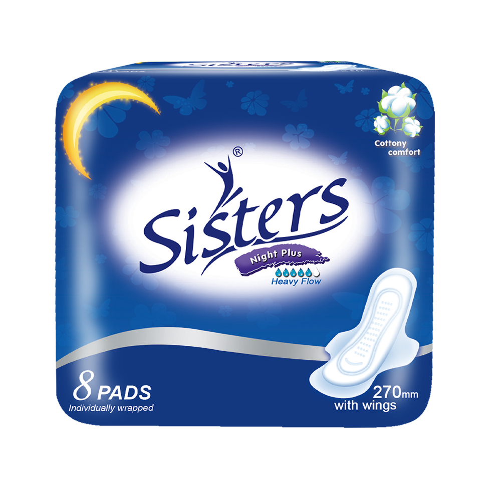 Sisters Sanitary Napkin Silk Floss (Night-use) 8's