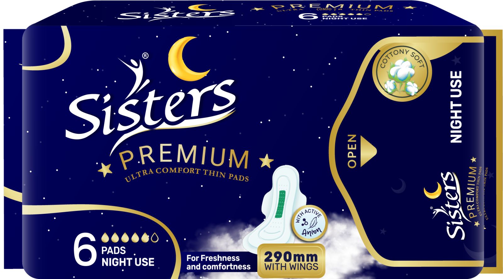Sisters Premium Ultra Thin Night Use 290mm w/ Wings