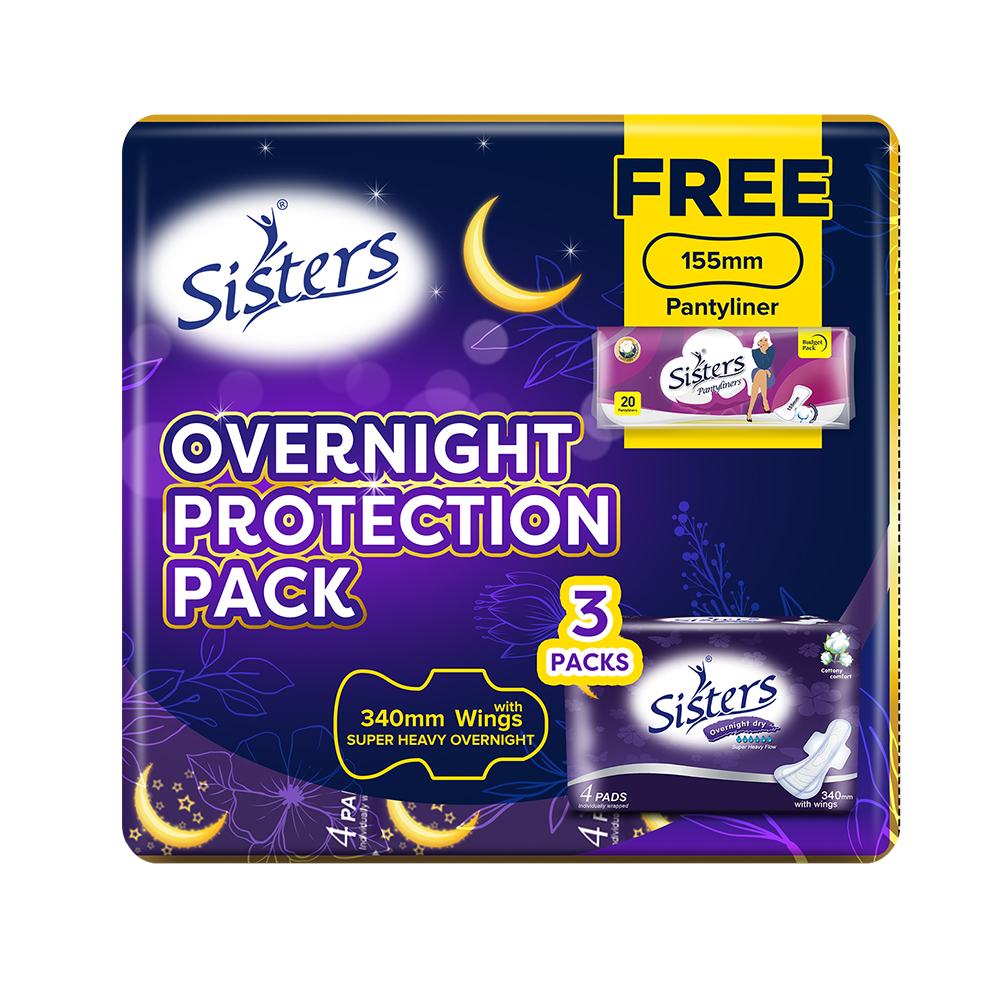 Sisters Promo Pack 3 pcs. Overnight 4`s Free 1 Pantyliner 20`s