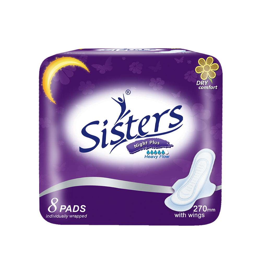 Sisters Sanitary Napkin Net Side (Night-use) 8's