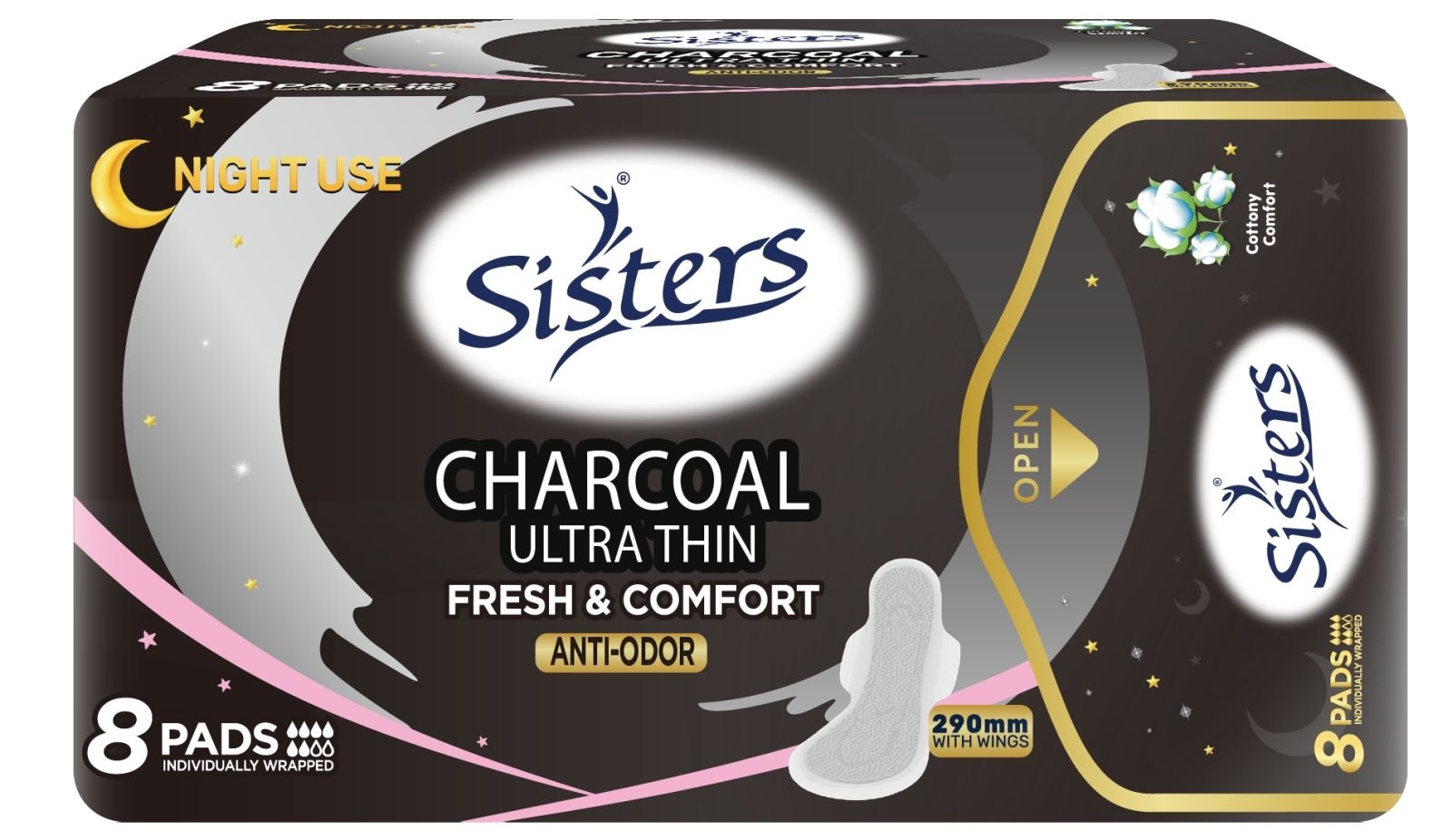 Sisters Charcoal Ultra Thin Night use 290mm w/Wings