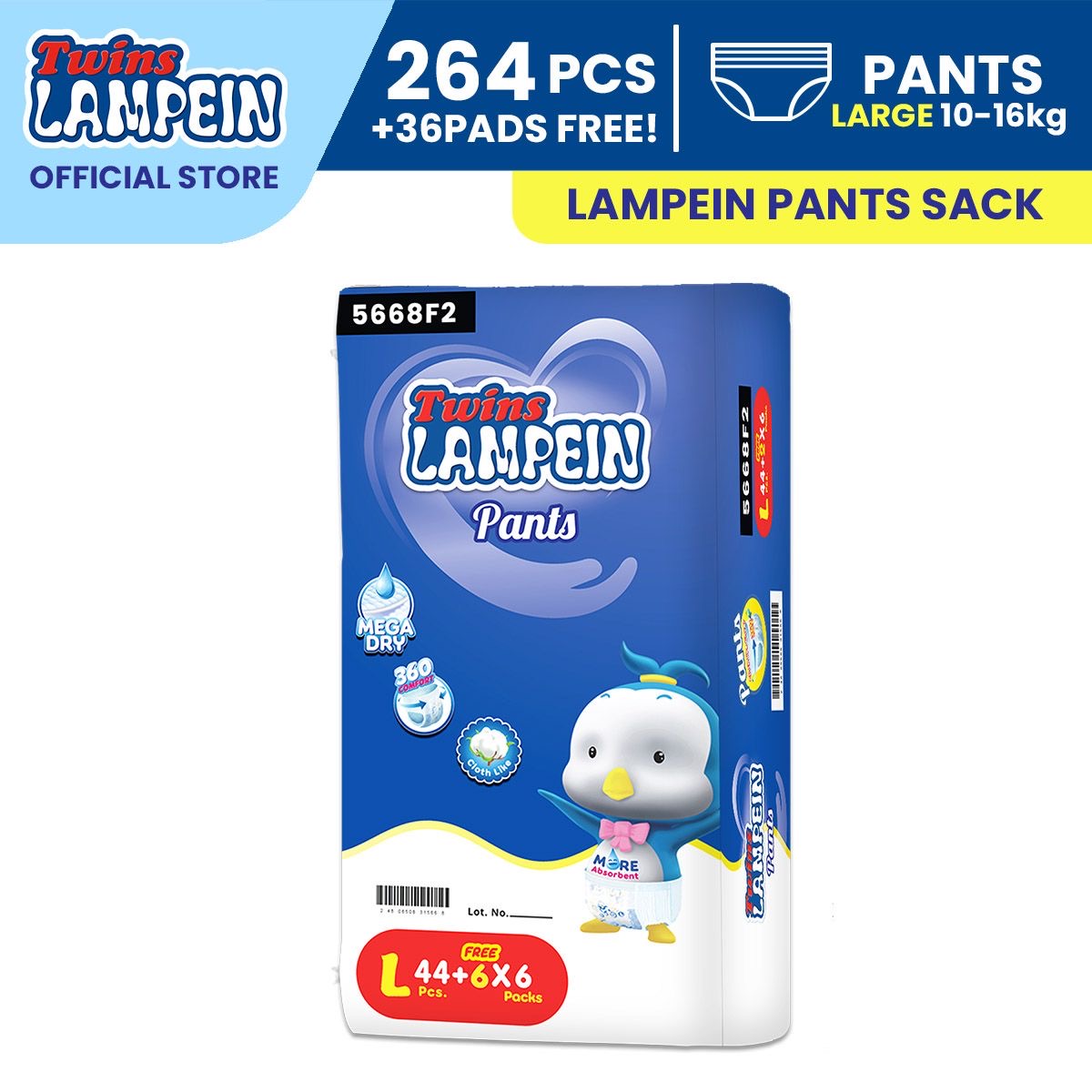 (Online Exclusive) Twins Lampein Pants Large 264pcs +36pads free