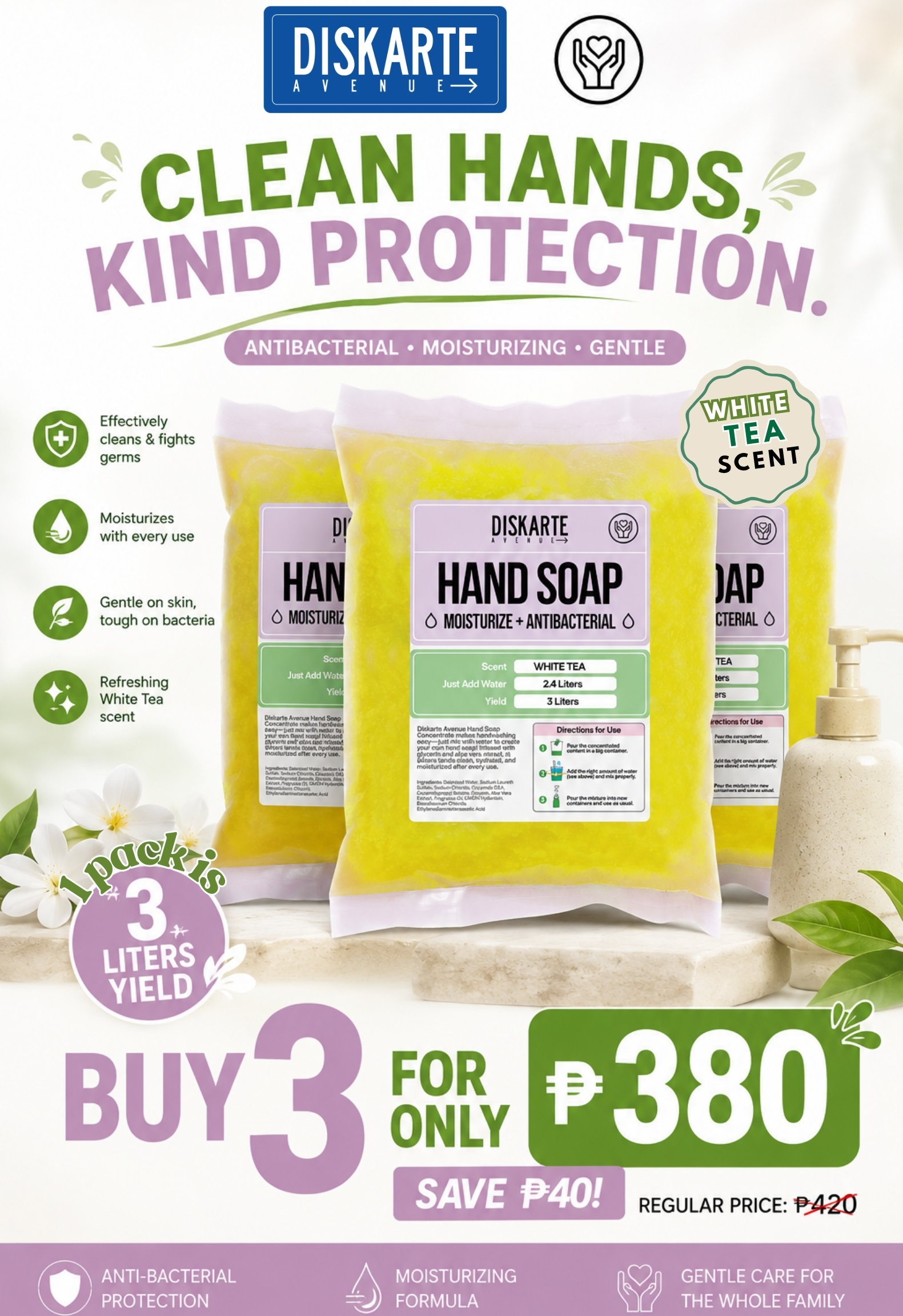 Diskarte Avenue DIY 3 Liters Hand Soap White Tea BUY 3 BUNDLE