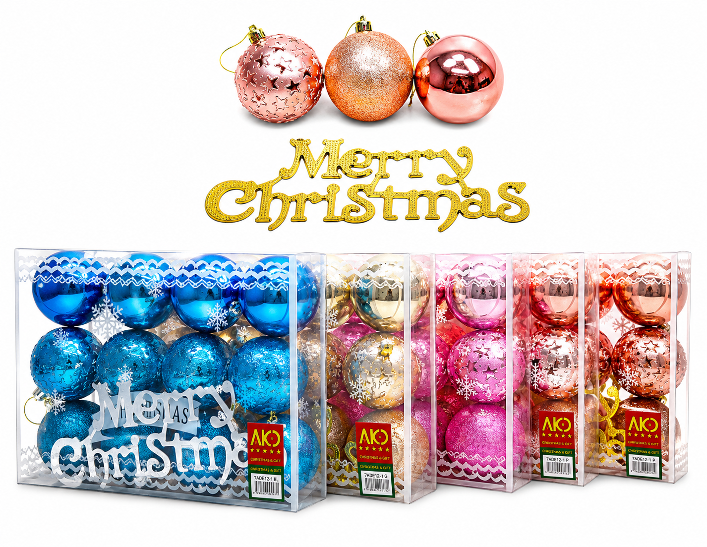 12Pcs Set Magical Christmas Balls 7Meters with Star Design 4 Color Ornaments Decoration BIG DISCOUNT