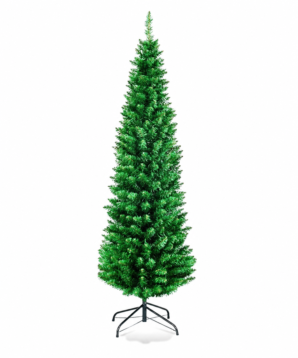 8FT Artificial Christmas Tree Green Slim Pencil Tree Pine Xmas Tree with Metal Stand for Home Christmas Decoration BIG DISCOUNT