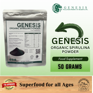 Genesis Organic Spirulina - POWDER 50g,  FDA Approved