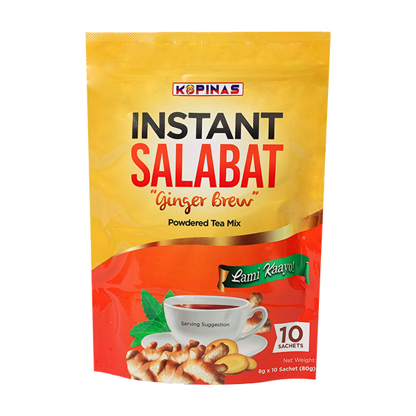 Kopinas Salabat - 8g x 10 Instant Ginger Brew Powdered Tea Mix for Improved Circulation & Antioxidant Rich Beverage FDA Approved Sachet