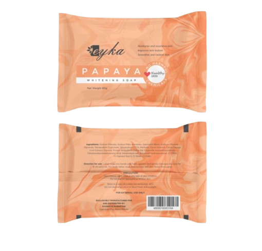 Eyka Papaya Soap 60g Pillow Pack - Whitening & Nourishing with Argan Oil & Vitamin E for Soft & Smooth Skin - Intensive Body Care