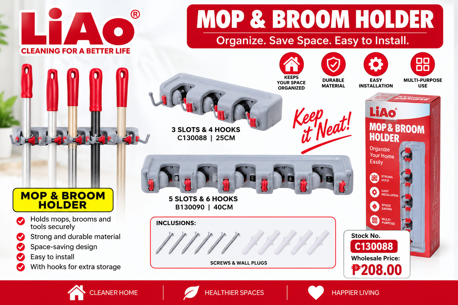 3-Slot/4-Hook Cleaning Organizer