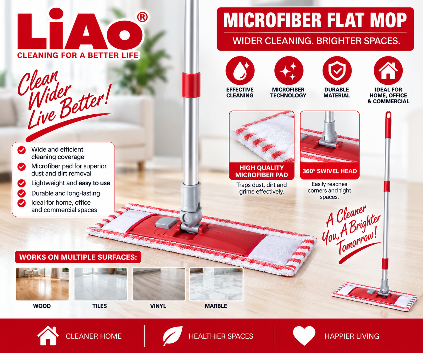 Stainless Handle Flat Mop