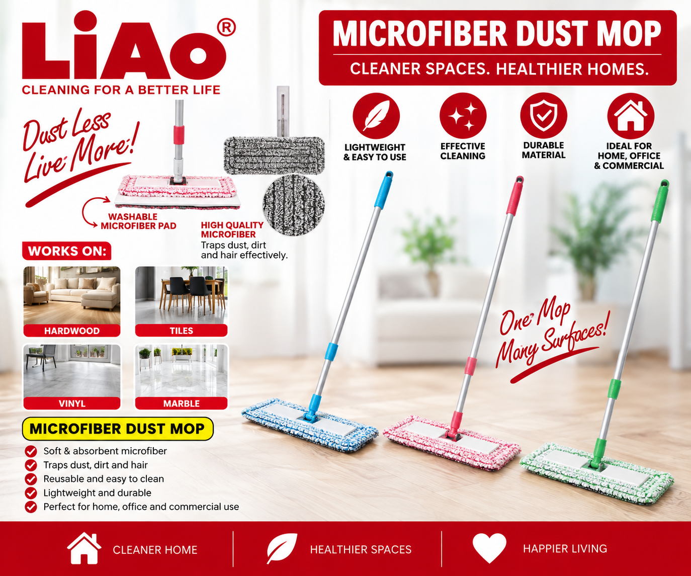 3-Color Microfiber Mop