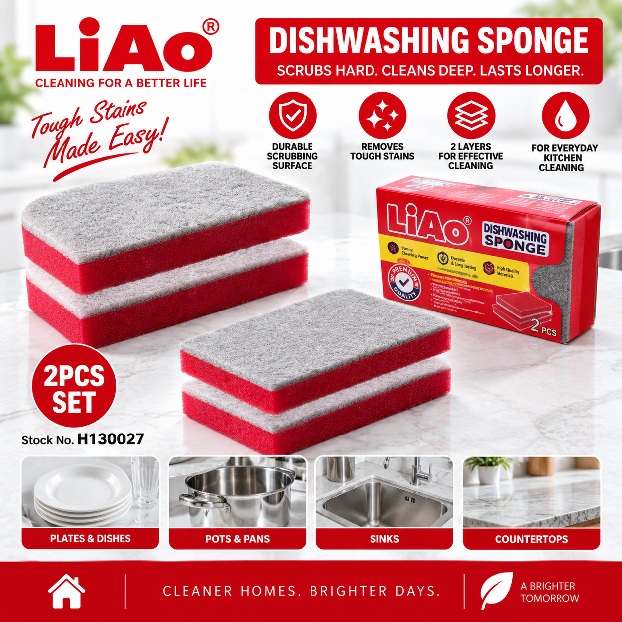 2pcs Dishwashing Sponge