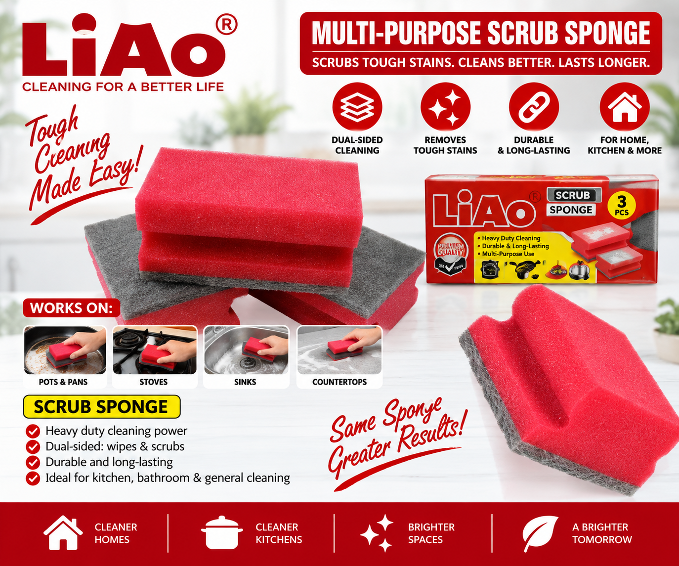 3pcs Dishwashing Sponge