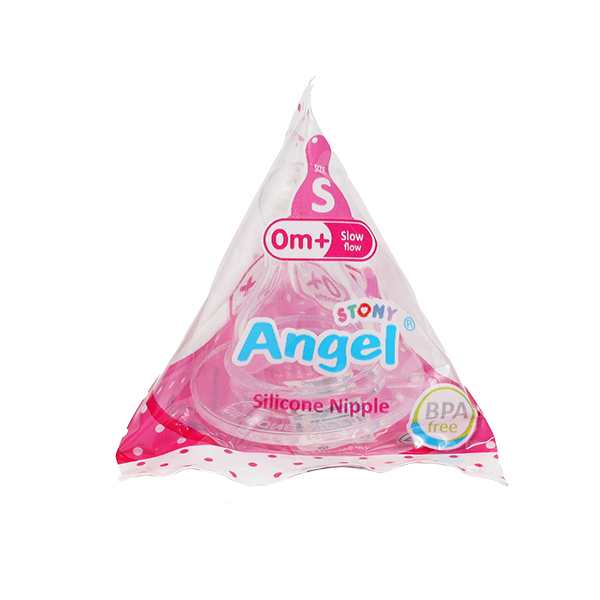 Stony Angel Silicone Nipple Small for Babies 0 Months+ BPA-Free FDA Approved Anti-Colic Valve System Heat Resistant up to 120°C Made in Thailand