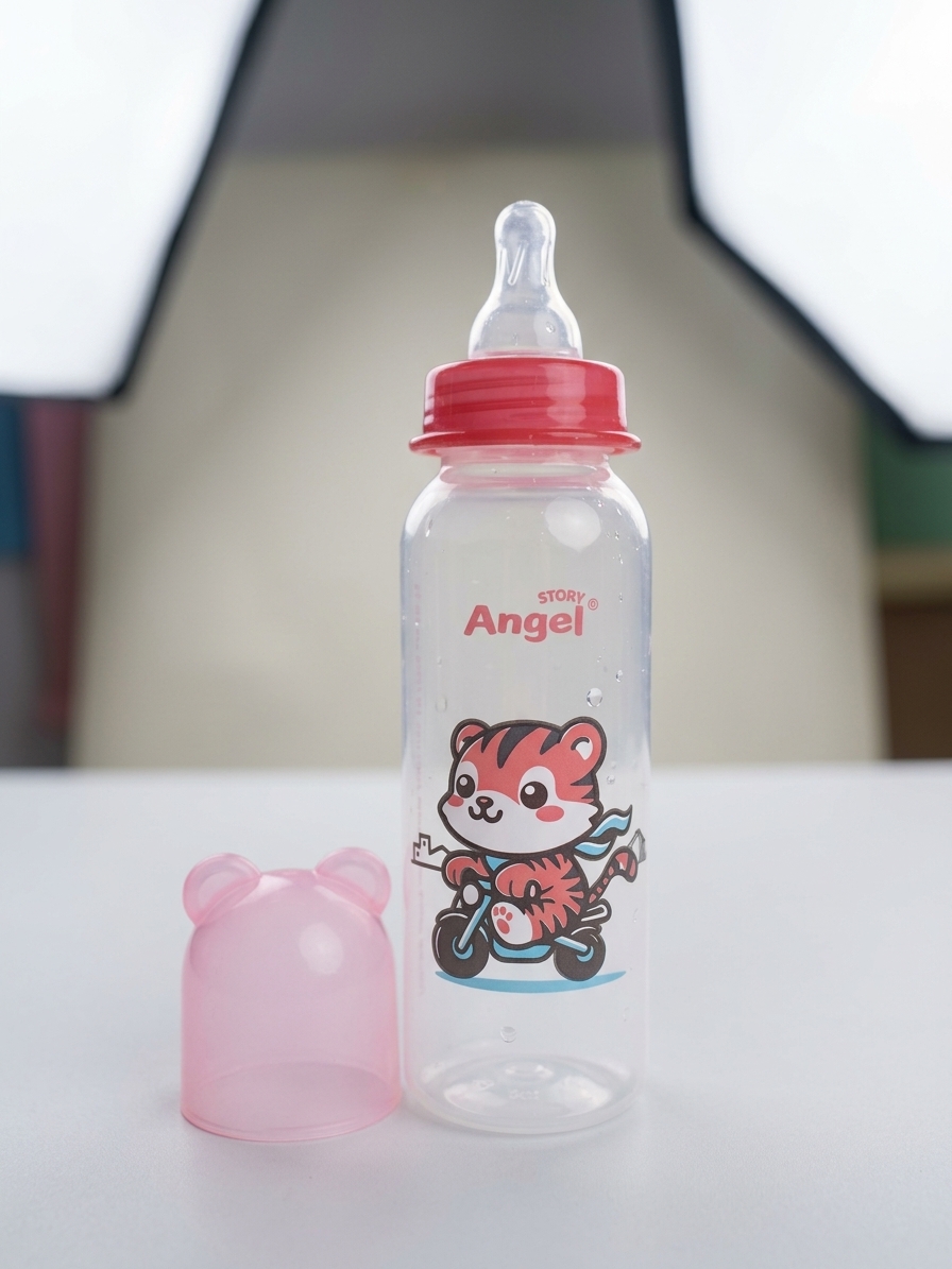 Stony Angel Feeding Bottle 8oz BPA Free Food Grade Silicone Rubber Anti Colic Valve System FDA Approved for Babies 6 Months Up Heat Resistant up to 120°C Safe Comfortable Feeding