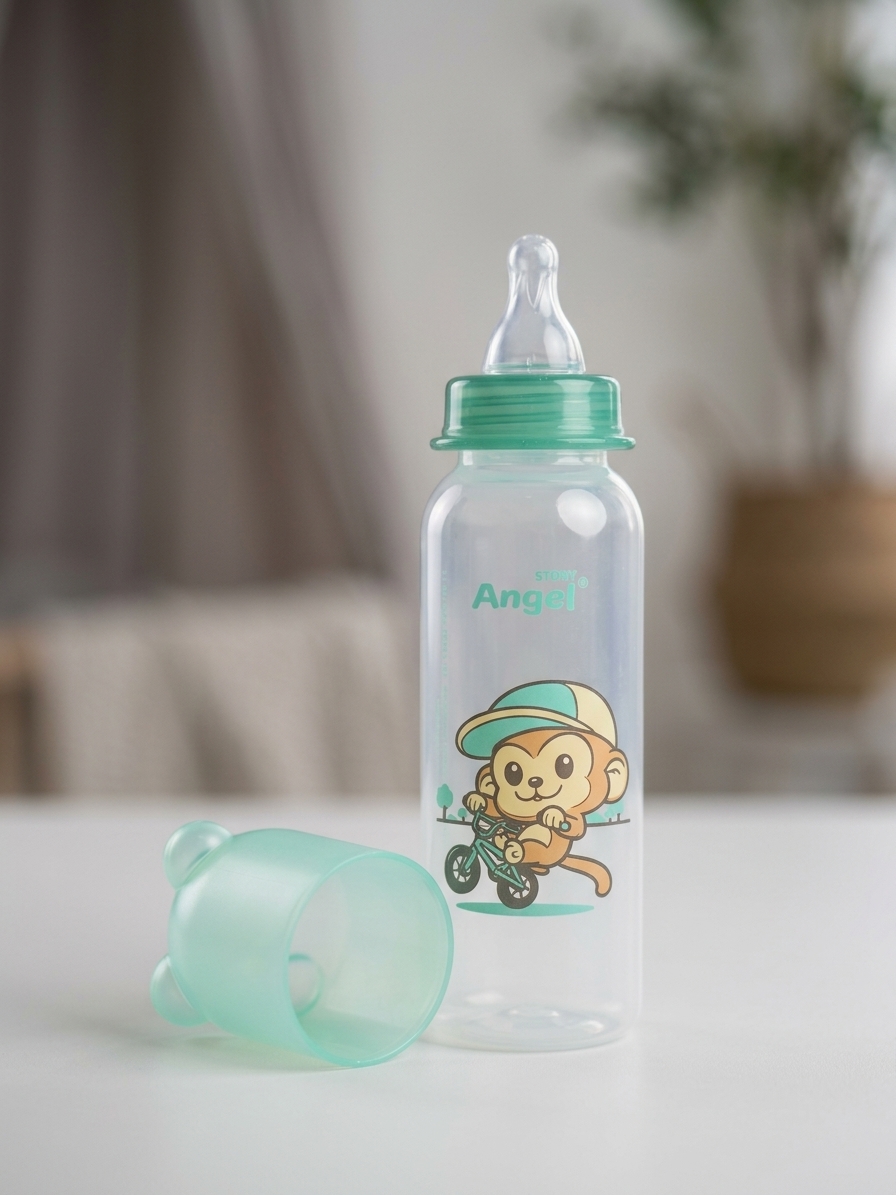 Stony Angel Feeding Bottle 8oz BPA Free Food Grade Silicone Rubber Anti Colic Valve System FDA Approved for Babies 6 Months Up Heat Resistant up to 120°C Safe Comfortable Feeding
