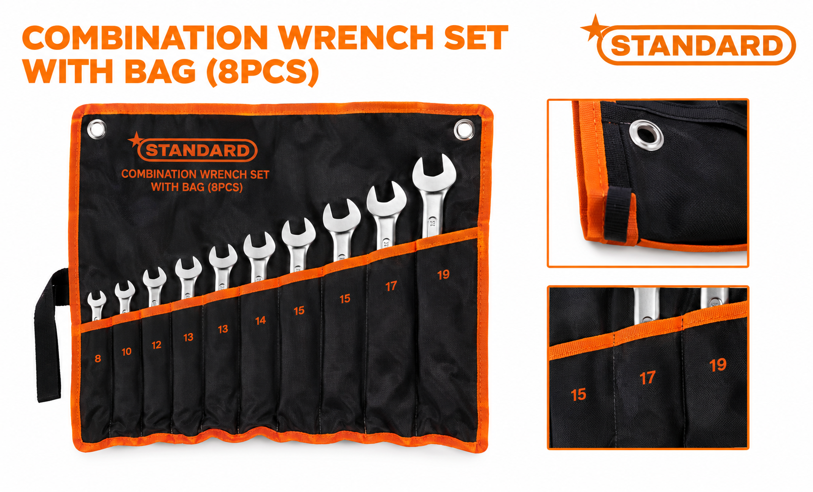 6–22" 8's Combination Wrench Set with Bag