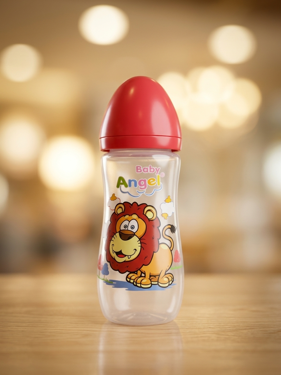 Baby Angel 12oz Jumbo Feeding Bottle BPA Free Anti Colic Valve System FDA Approved Food Grade Silicone Rubber for Babies 6 Months and Up