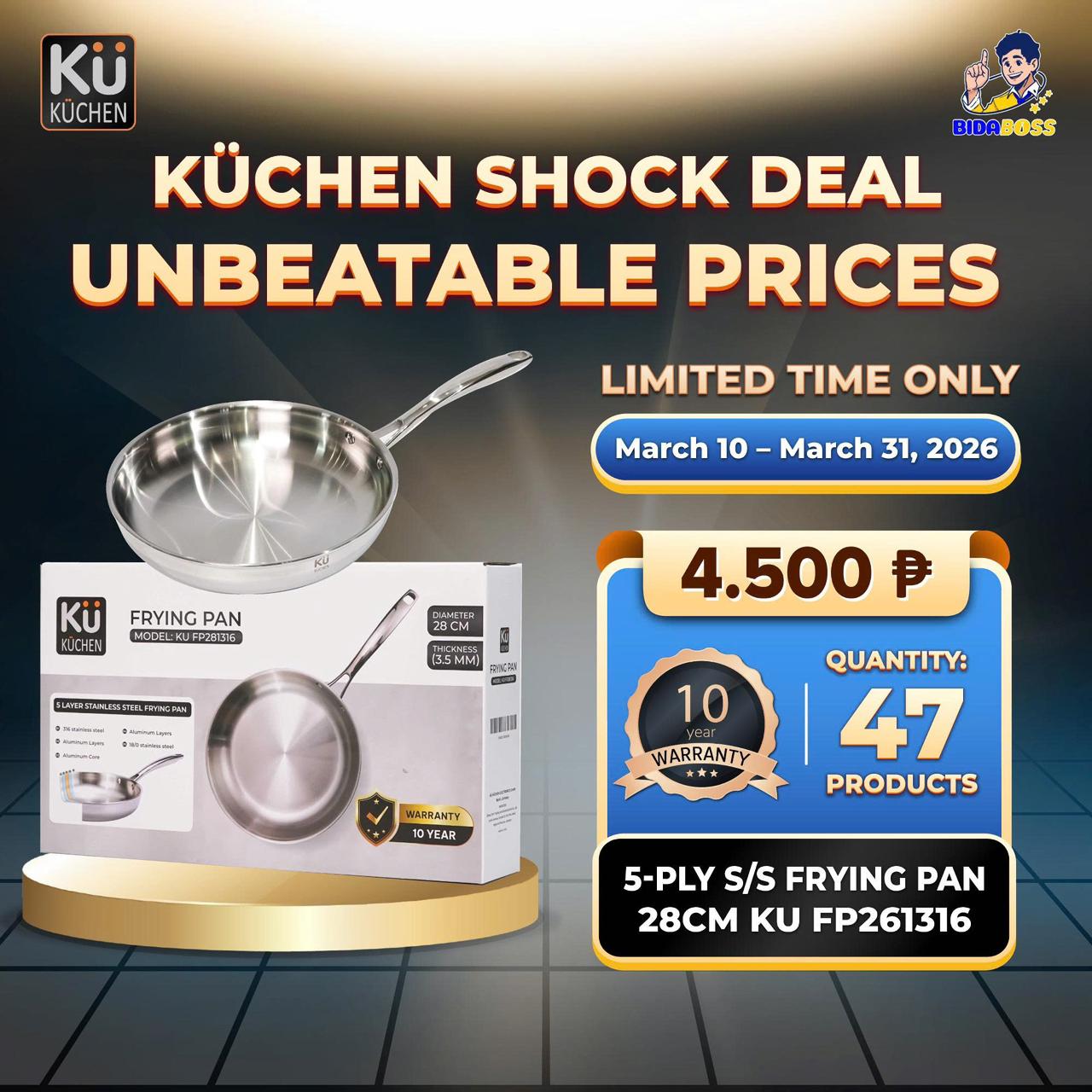 KuKuchen 5-PLY S/S FRYING PAN 28CM