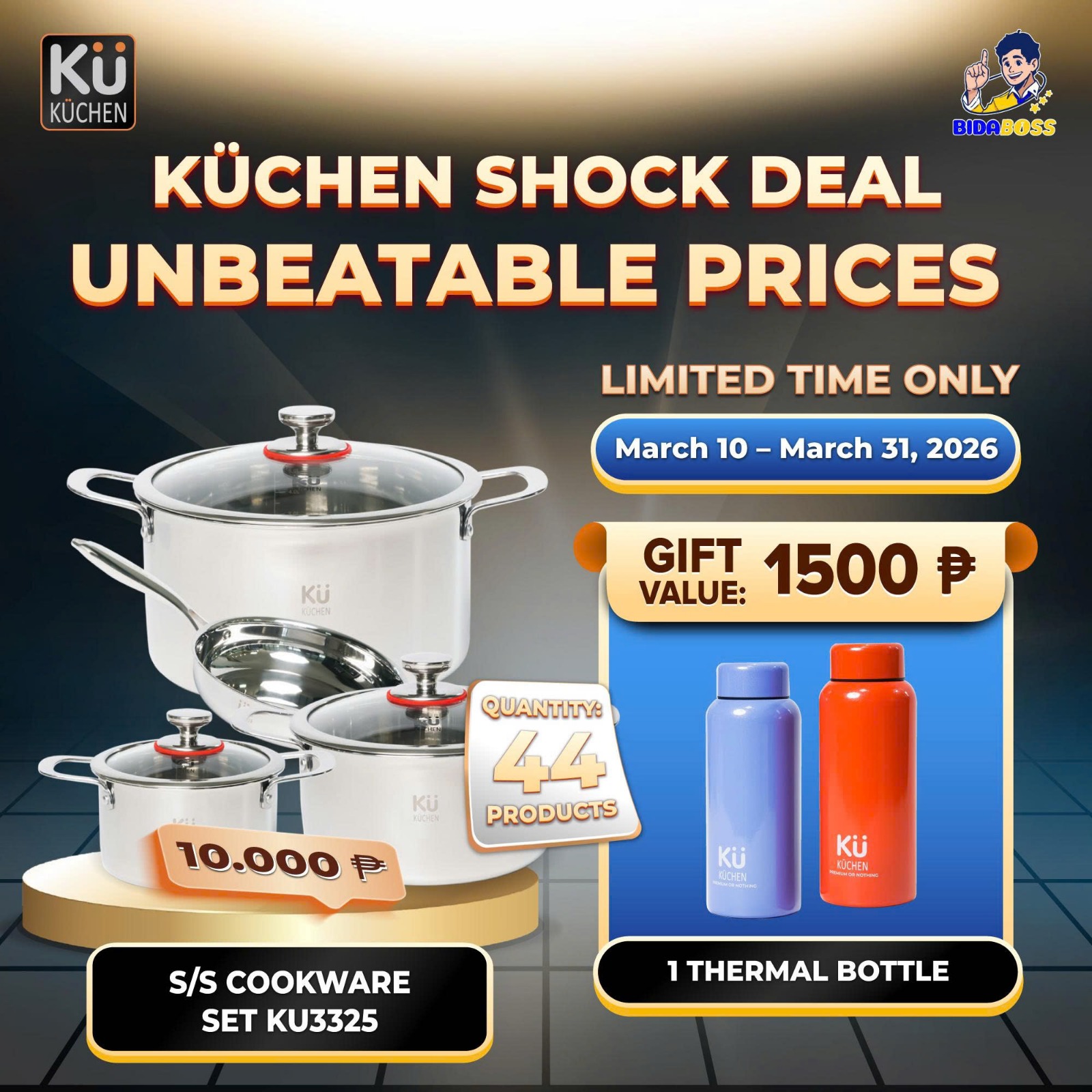 KuKuchen S/S COOKWARE SET / 1 THERMAL TUMBLER