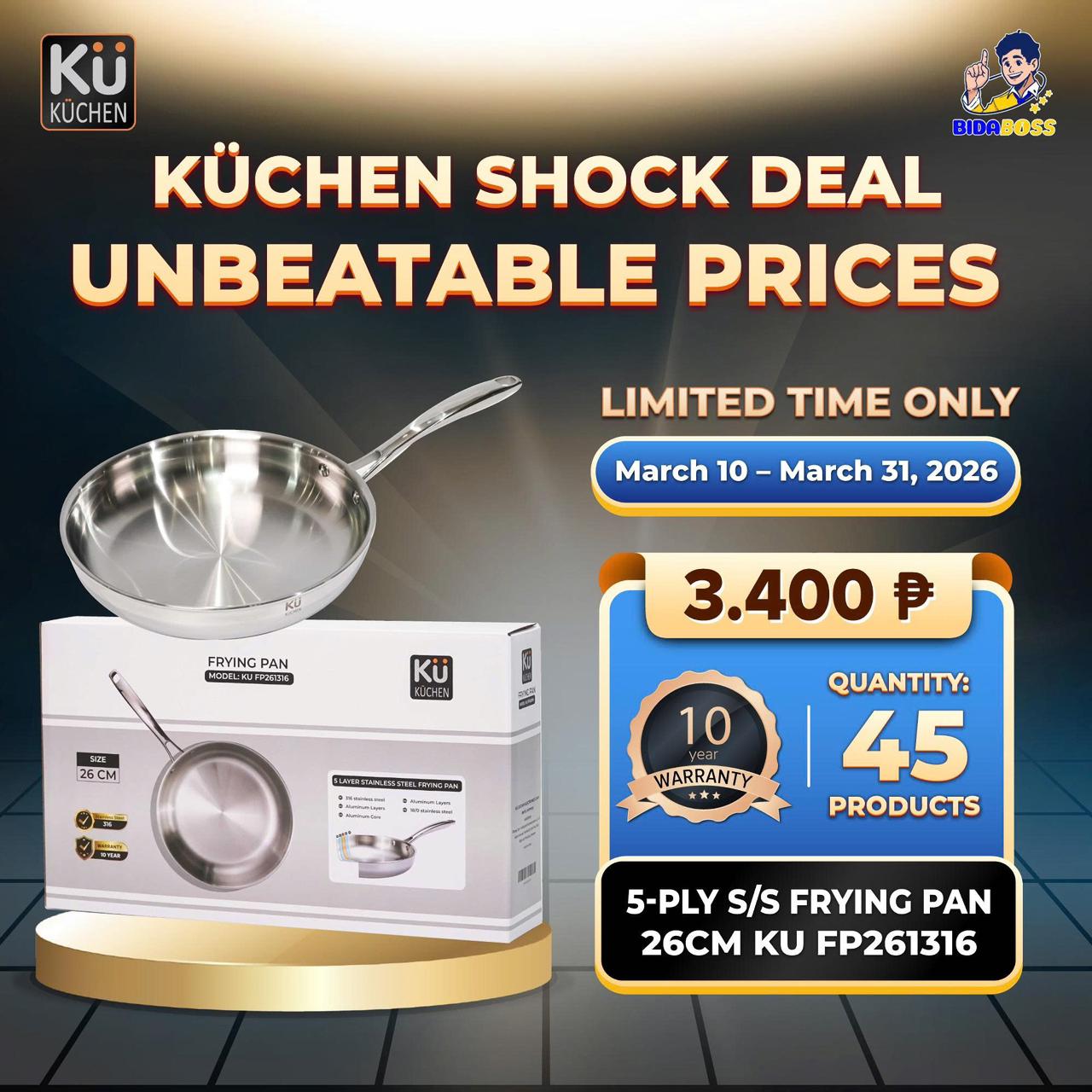 KuKuchen 5-PLY S/S FRYING PAN 26CM