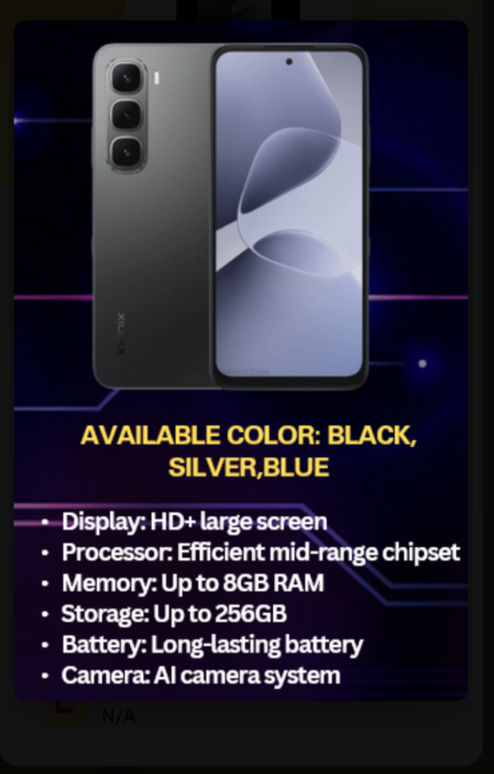 Hot 601 4GB+256GB-390IN Al dual camera CP