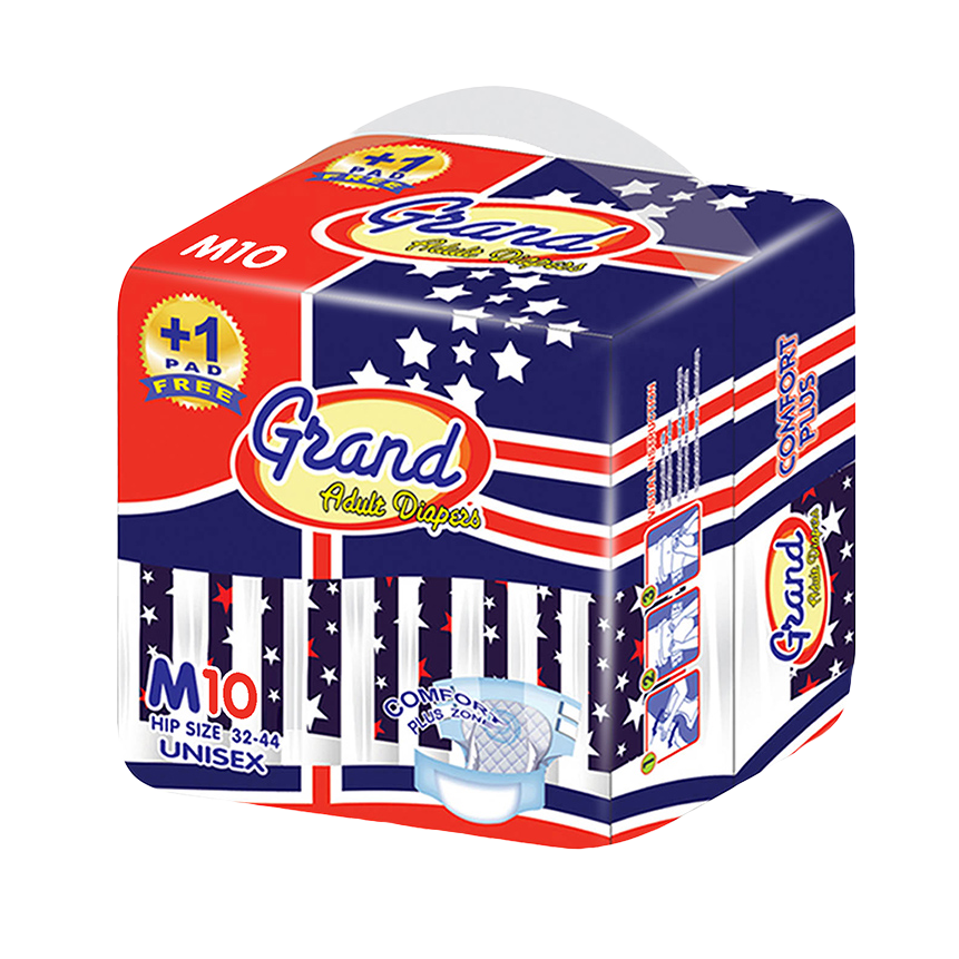 Grand Adult Diaper Medium (10 Count) - Maximum Absorbency & All-Day Comfort Protection