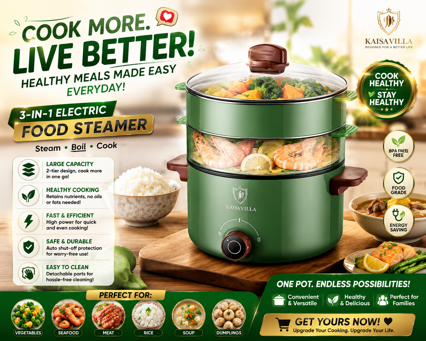 3-in-1 Electric Steamer