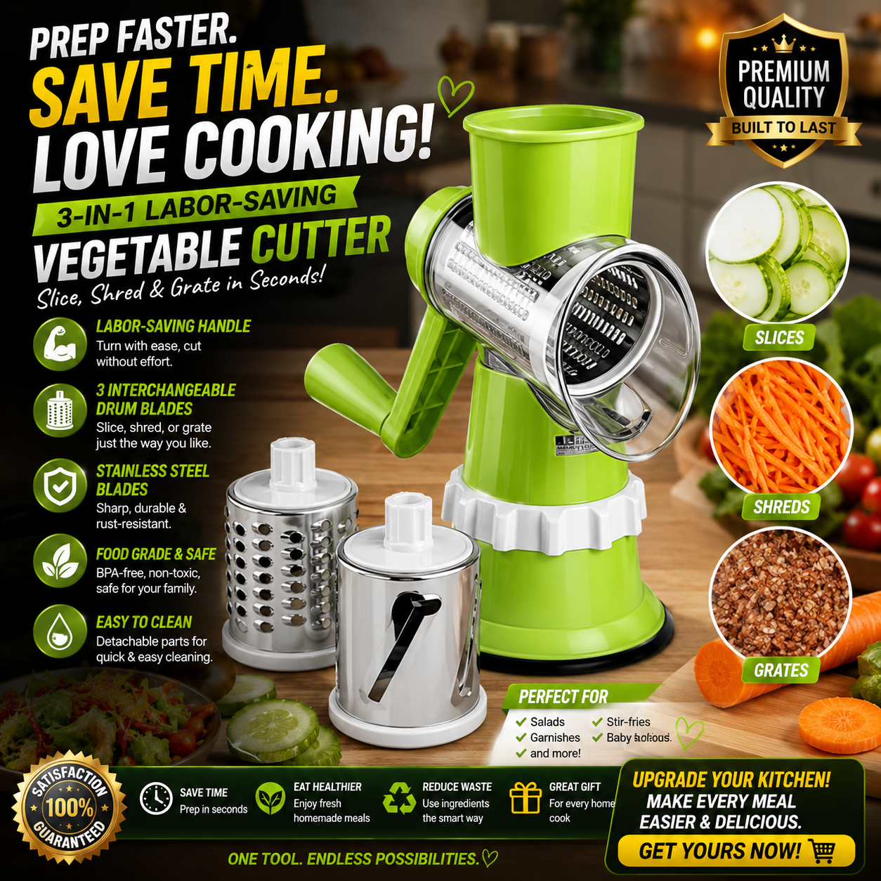 Multi-Function Veggies Cutter 3-in-1