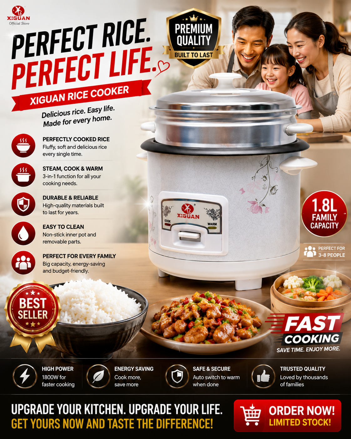 Automatic Electric Rice Cooker 2L