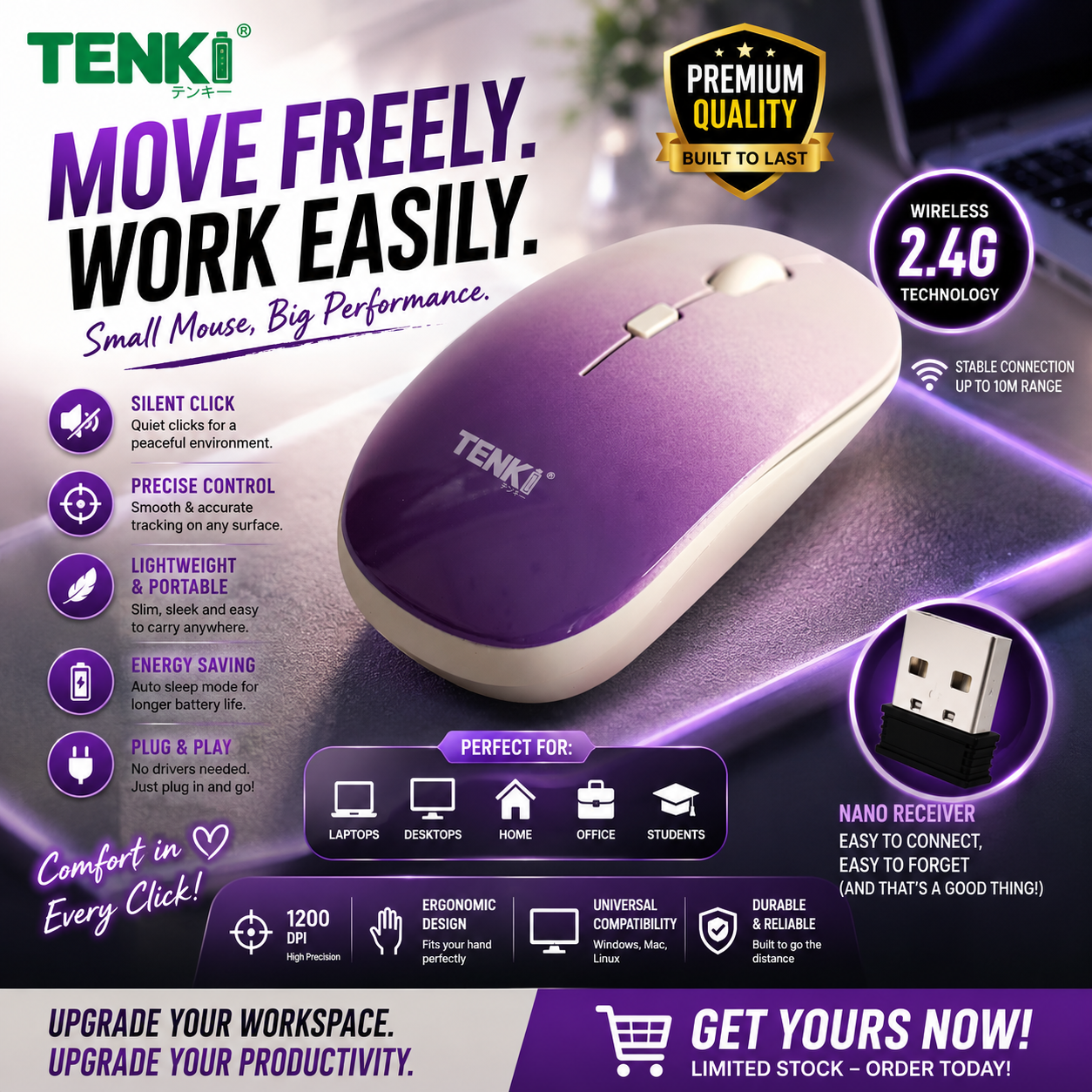TENKI Sleek Wireless Mouse 2.4G