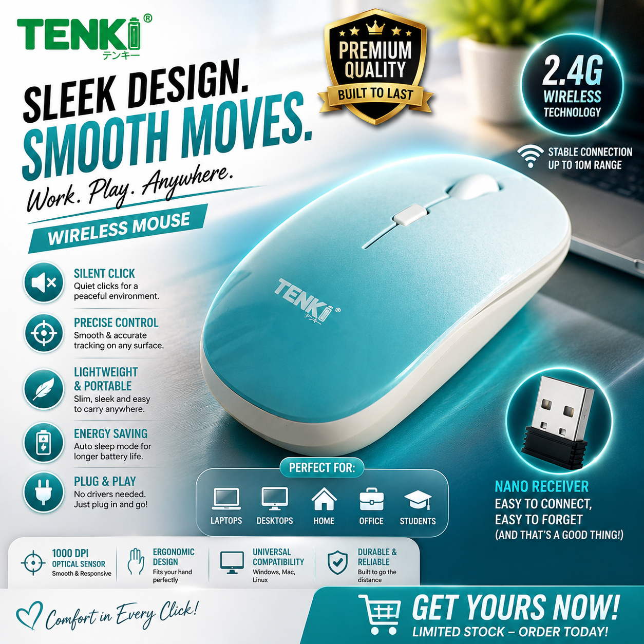 TENKI Smooth Wireless Mouse 2.4G