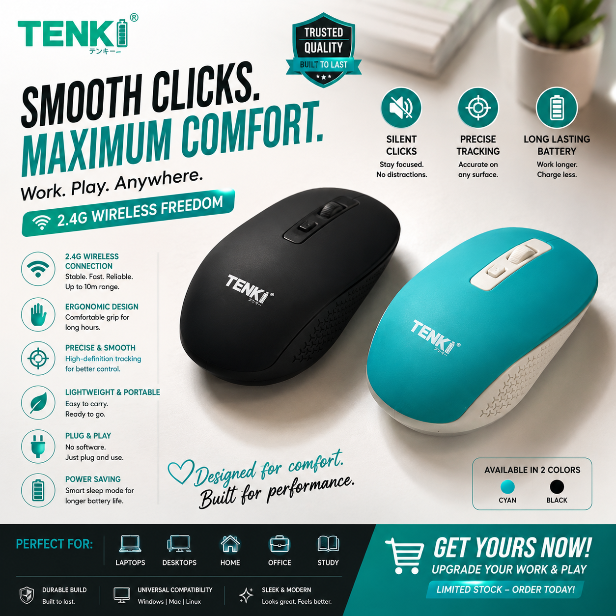 TENKI 2.4G Wireless Mouse (blue or black)