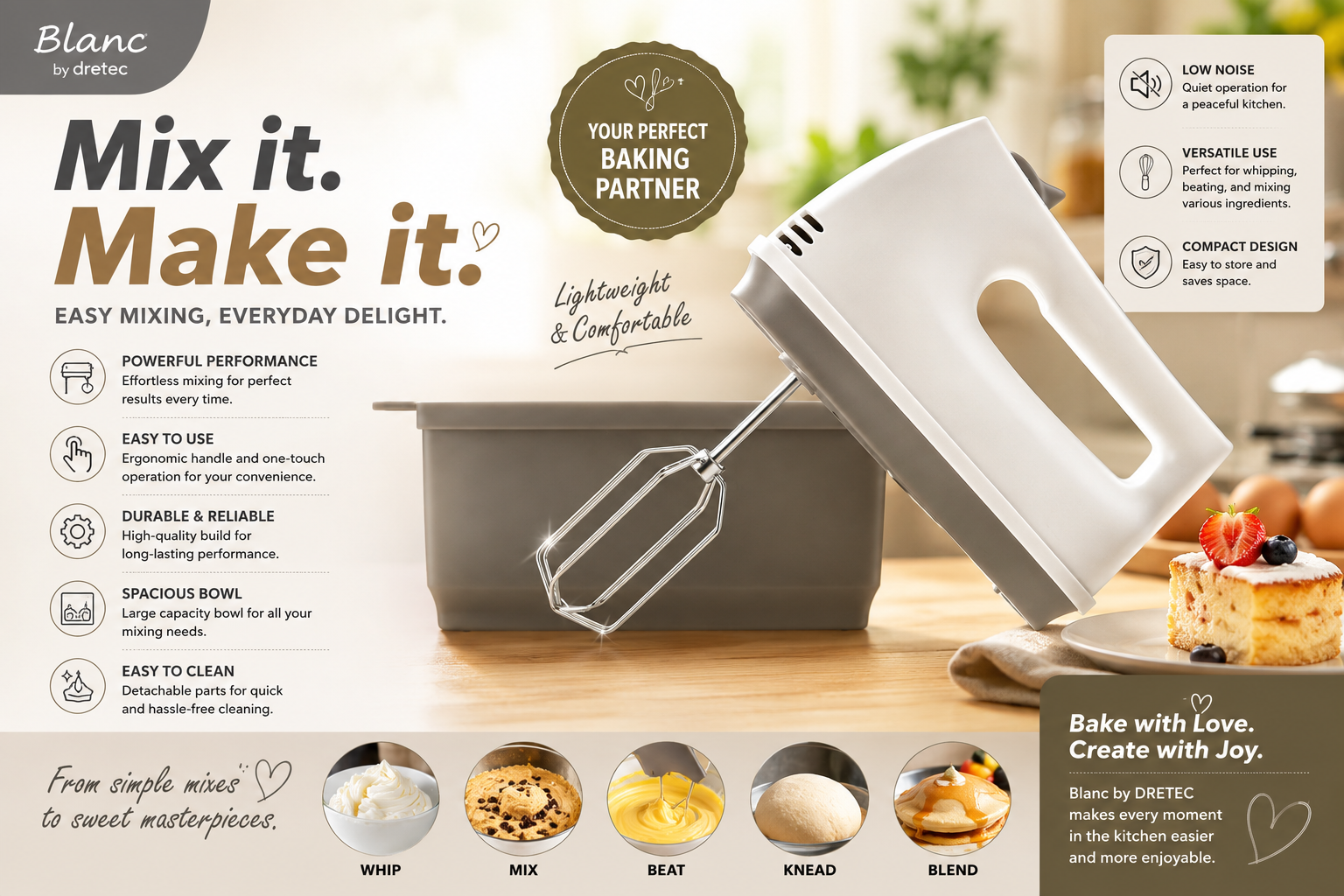 Dretec Mix & Blend Electric Hand Mixer