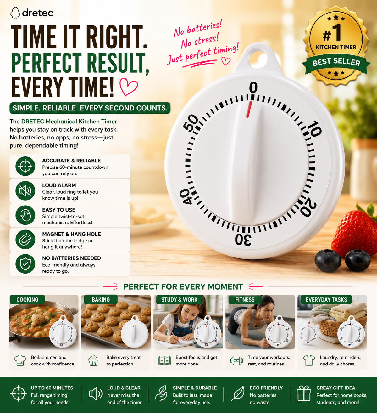 Dretec Kitchen Analog Dial Timer