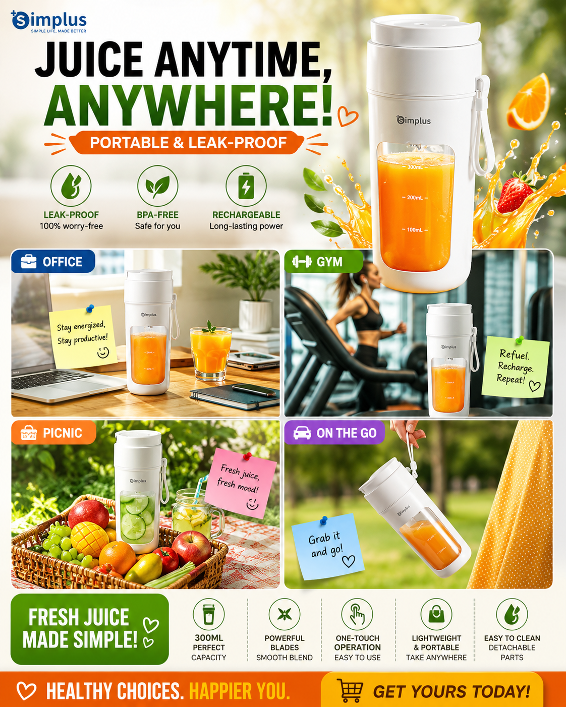 Simplus Handheld Portable Juicer