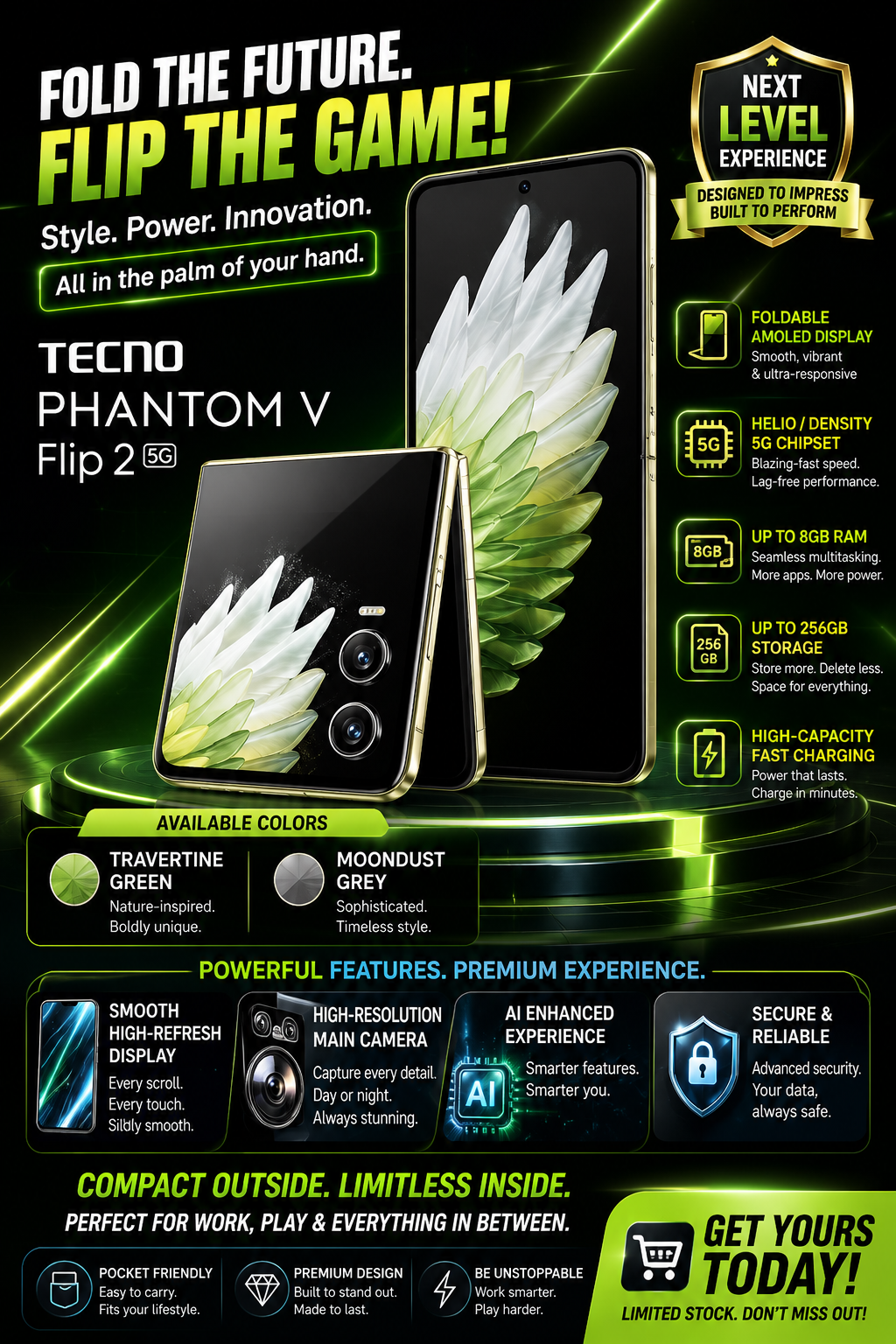 Techno Phantom V-Flip 256GB+8GB