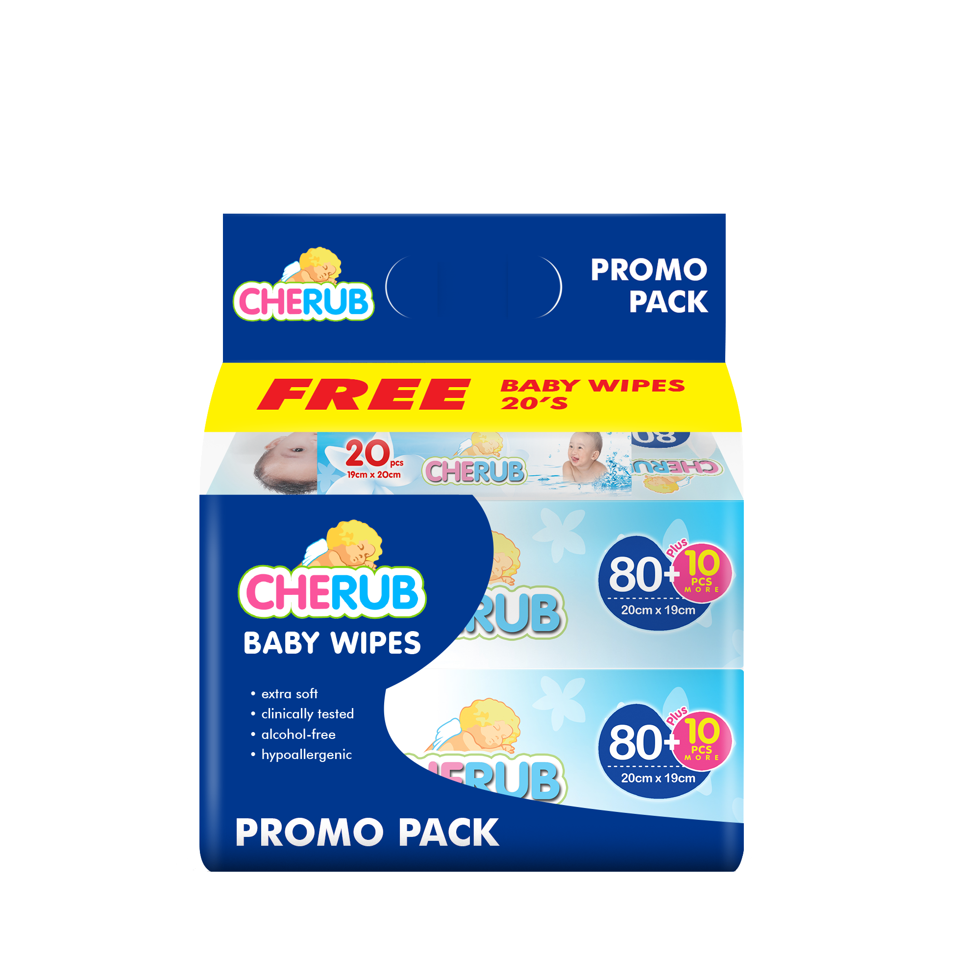Cherub wipes scented 80's 2packs +1 20's