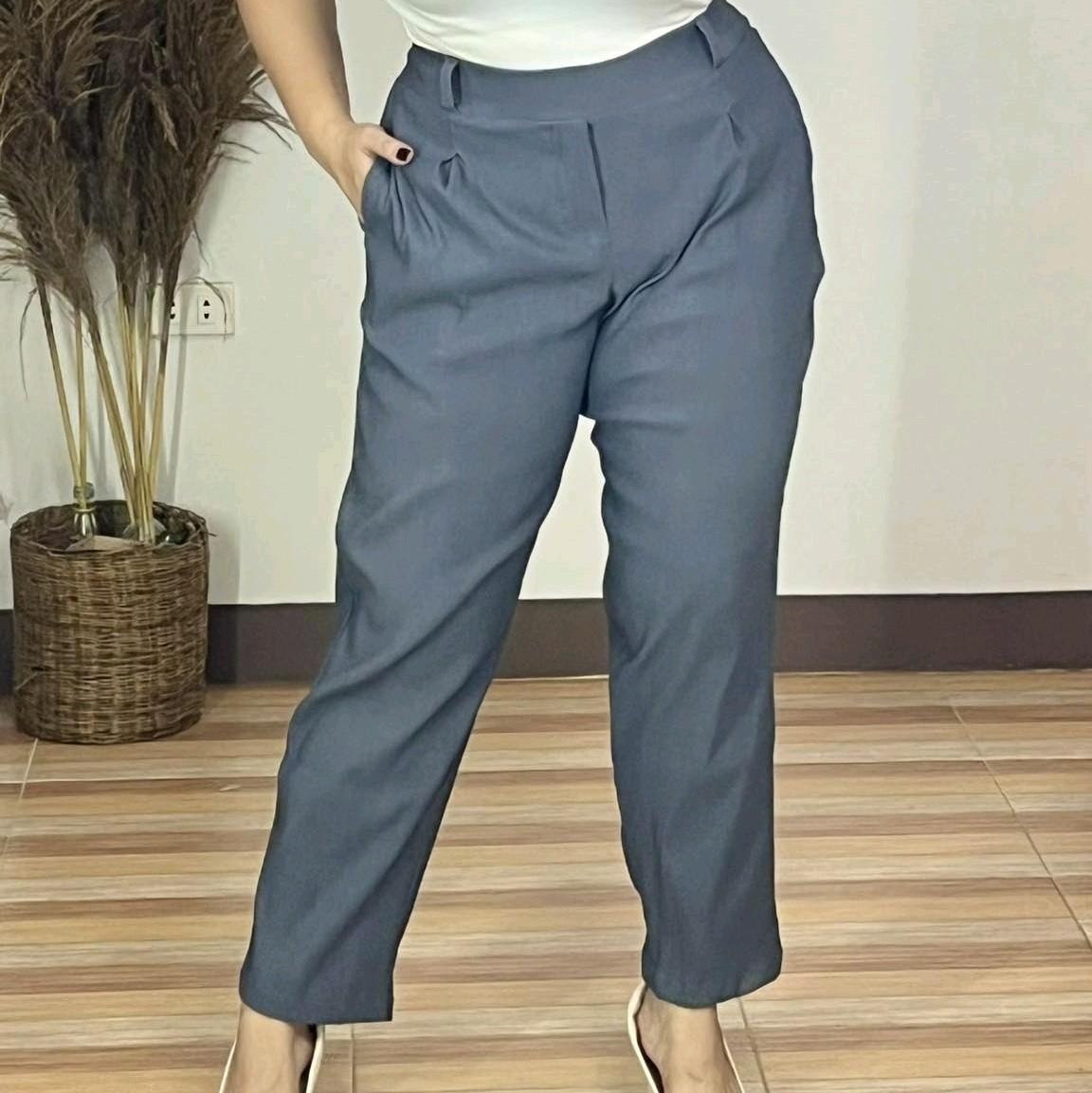 Arspire Fashion Corporate Plus Size High Waist Pull-Up Pants - Charcoal Gray